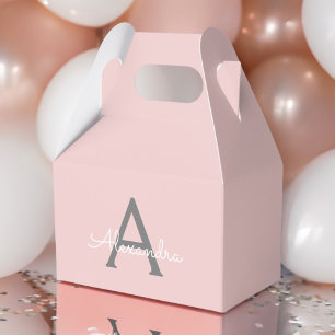 赤面ピンクグレーモダンスクリプガーリートモノグラム名 フェイバーボックス