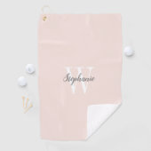 赤面ピンクグレーモノグラムパーソナライズされた ゴルフタオル (インサイチュ)