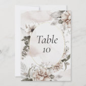 赤面ピンクグレー結婚フローラのテーブル番号 招待状 (正面)