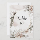 赤面ピンクグレー結婚フローラのテーブル番号 招待状 (裏面)