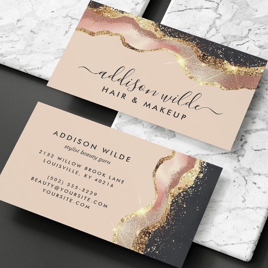 赤面ピンクグレー金ゴールド 名刺