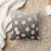 赤面ピンクグレー&金ゴールド六角グモダンラム クッション (ブランケット)