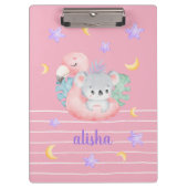 赤面ピンクコかわいらしアラギフト子供へ名前をカスタムする クリップボード (正面)