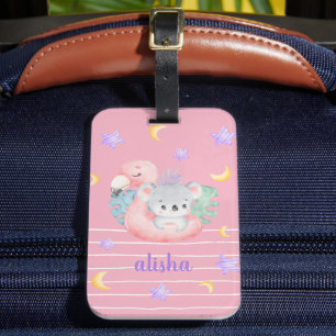 赤面ピンクコかわいらしアラギフト子供へ名前をカスタムする ラゲッジタグ