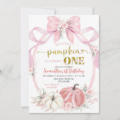 赤面ピンクコケットリトルカンプキンガール誕生日 招待状 (正面)