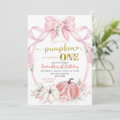 赤面ピンクコケットリトルカンプキンガール誕生日 招待状 (スタンド正面)