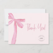 赤面ピンクコケット弓カスタムロゴ サンキューカード (正面)