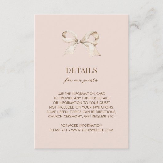 赤面ピンクコケ結婚ットボウ詳細 エンクロージャーカード (正面)