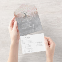 赤面ピンクコーラルとグレーハートリーフツリ結婚ーズ