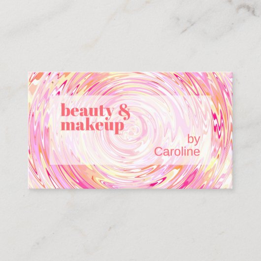 赤面ピンクコーラルオレンジレッド抽象芸術アートパターン 名刺 (正面)