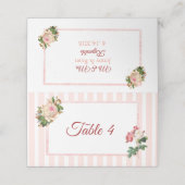 赤面ピンクコーラルローズブーケテーブルカード プレイスカード (外部開封)