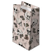 赤面ピンクゴシックスカルとバラハロウィーン スモールペーパーバッグ (裏面アングル)