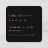 赤面ピンクゴールデンウォーター色のGeodeスクリプト スクエア名刺 (裏面)