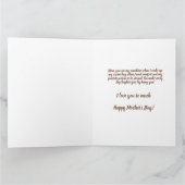 赤面ピンクゴールデンハート母の日写真 カード (内部)