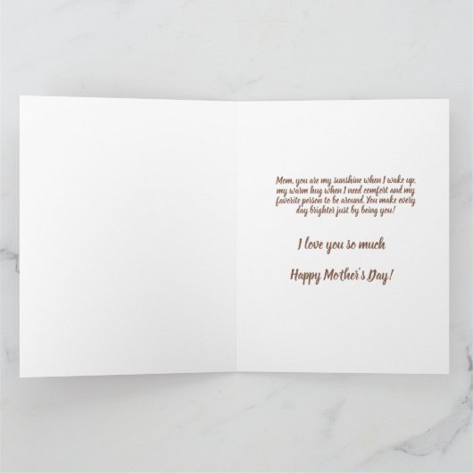 赤面ピンクゴールデンハート母の日写真 カード (内部)