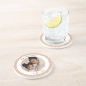 赤面ピンクゴールデンハート母の日写真 コースター (側面)