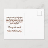 赤面ピンクゴールデンハート母の日写真 ポストカード (裏面)