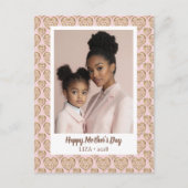 赤面ピンクゴールデンハート母の日写真 ポストカード (正面)