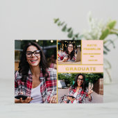 赤面ピンクゴールドフォイル写真卒業発表 箔招待状 (立ち正面)