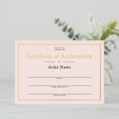 赤面ピンクゴールドフォイル真正性証明書 箔招待状 (立ち正面)