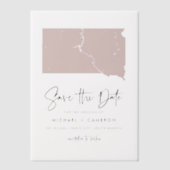 赤面ピンクサウスダコタミニマリスト日付保存 ベラム紙招待状 (正面)