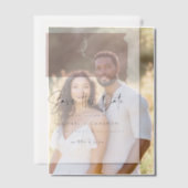 赤面ピンクサウスダコタミニマリスト日付保存 ベラム紙招待状 (オフセット (カップル))