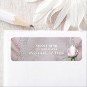 赤面ピンクサテンボウ&バラロマンチック結婚ズ ラベル (インサイチュ)