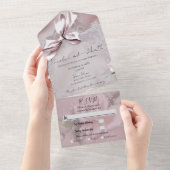 赤面ピンクサテンボウ&バラロマン結婚ティックの写真 オールインワン招待状 (貼ってはがせる)