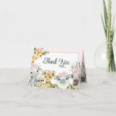 赤面ピンクサファリベイビーシャワーサンキュー サンキューカード (正面)