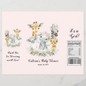 赤面ピンクサファリベイビーシャワーチップバッグラッパー チラシ (正面)