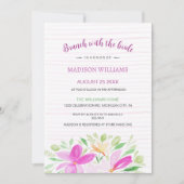 赤面ピンクサマーフローラウォーターカラーアート 招待状 (正面)