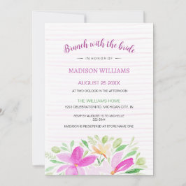 赤面ピンクサマーフローラウォーターカラーアート 招待状