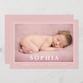 赤面ピンクサンキューフォトベビーガール誕生 案内状 (正面/裏面)