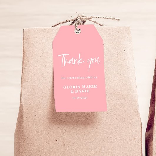 赤面ピンクサンキュー結婚ズ ギフトタグ