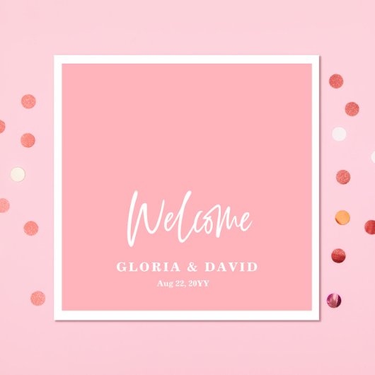 赤面ピンクサンキュー結婚ズ スタンダードカクテルナプキン