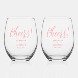 赤面ピンクサンキュー結婚ズ ステムなしワイングラス