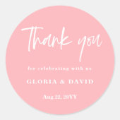 赤面ピンクサンキュー結婚ズ ラウンドシール (正面)