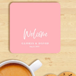 赤面ピンクサンキュー結婚ズ ラウンドペーパーコースター