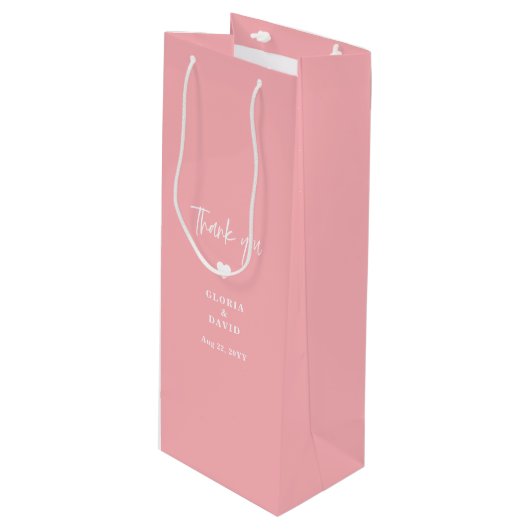 赤面ピンクサンキュー結婚ズ ワインギフトバッグ (正面アングル)