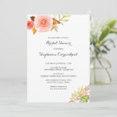 赤面ピンクサンゴフローラブライダルシャワー3605b 招待状 (スタンド正面)