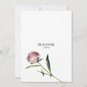 赤面ピンクサンゴ牡丹フローラ夏ブライダルシャワー 招待状 (裏面)