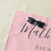 赤面ピンクサンセットビーチ結婚式2ハート ビーチタオル (インサイチュ)