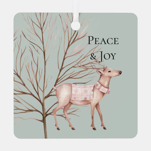 赤面ピンクサンタクリスマス メタルオーナメント (裏面)