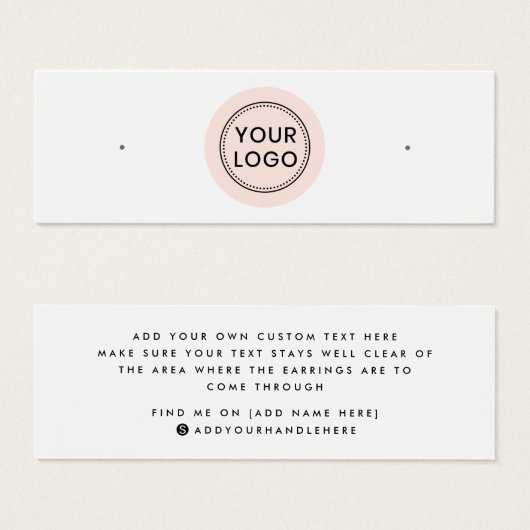 赤面ピンクサークルロゴスタッドイヤリングディスプレイカード (正面&裏面)