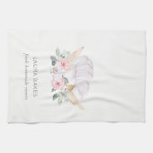 赤面ピンクシェフハットケータリングフローラローラウィスク キッチンタオル (横)