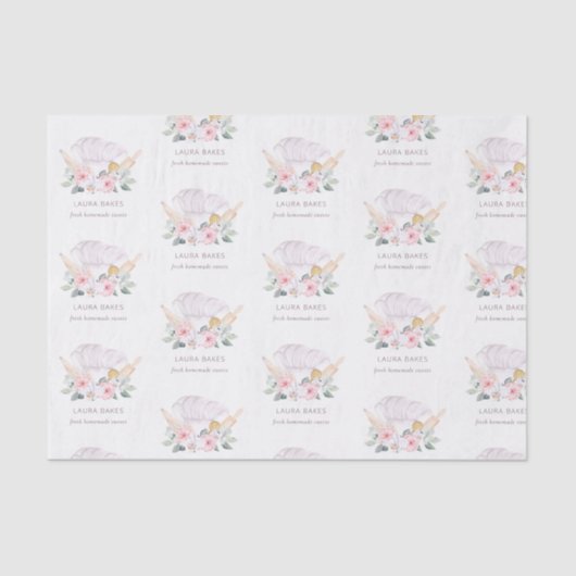 赤面ピンクシェフハットケータリングフローラローラー 薄葉紙 (正面)