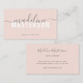 赤面ピンクシックモダンモノグラムスクリプトシグネチャー 名刺 (正面/裏面)