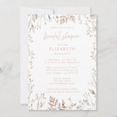 赤面ピンクシック植物学フローラブライダルシャワー 招待状 (正面)