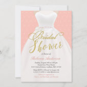 赤面ピンクシック金ゴールド結婚ズドレスブライダルシャワー 招待状 (正面)