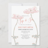 赤面ピンクシップ&参照フローラベビーガールベビーシャワー 招待状 (正面)